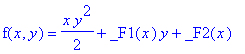 f(x,y) = 1/2*x*y^2+_F1(x)*y+_F2(x)