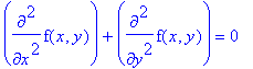 diff(f(x,y),`$`(x,2))+diff(f(x,y),`$`(y,2)) = 0