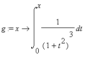 g := proc (x) options operator, arrow; int(1/((1+t^2)^3),t = 0 .. x) end proc