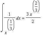 int(1/(x^(1/3)),x) = 3/2*x^(2/3)